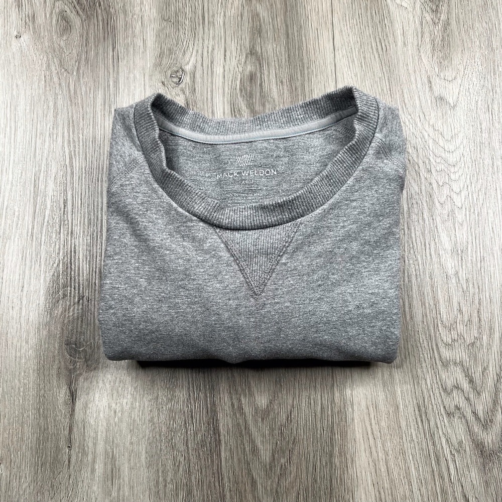 Mack Weldon Ace Crewneck Pullover Sweater Mens Size L Large Light Gray